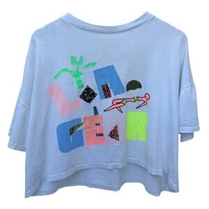 Los Angeles Gear Womens Crop Graphic Tee White Vintage Style